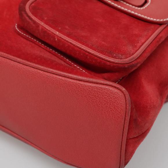 GUCCI Bamboo Backpack Suede Red Gold 003 2058 0016 Auth 136160 main image 9